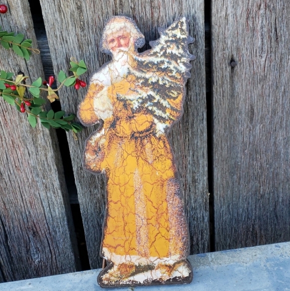 Saint nick Santa claus Christmas tree wood Christmas decor - Picture 1 of 10
